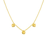 14K Gold Children's Three Bubble Heart Bead Necklace