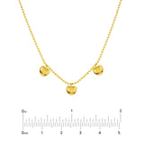 14K Gold Children's Three Bubble Heart Bead Necklace