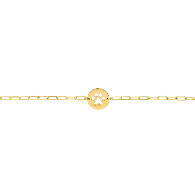 14K Gold Paper Clip Paw ID Bracelet