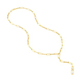 14K Gold Diamond Paper Clip Bezel Trio Lariat Necklace
