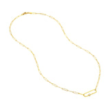 14K Gold Diamond Bezel Paper Clip Pendant Necklace