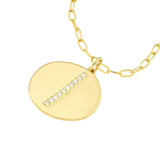 14K Gold Diamond Organic Disk Pendant Necklace