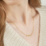 14K Gold Two Diamond Bezel Paper Clip Necklace