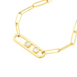 14K Gold Two Diamond Bezel Paper Clip Necklace