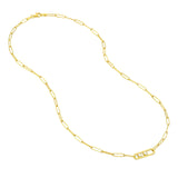 14K Gold Two Diamond Bezel Paper Clip Necklace