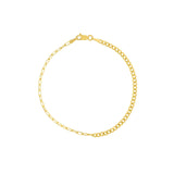 14K Gold Half Paper Clip Half Curb Chain Bracelet
