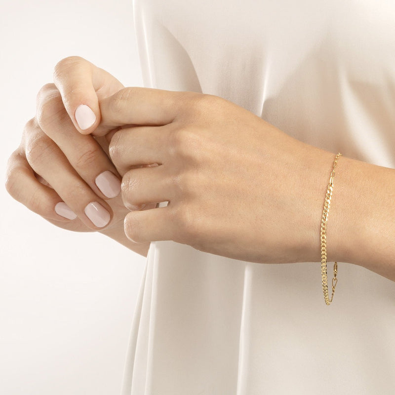 14K Gold Half Paper Clip Half Curb Chain Bracelet
