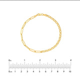 14K Gold Half Paper Clip Half Rolo Chain Bracelet