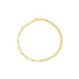 14K Gold Half Paper Clip Half Rolo Chain Bracelet
