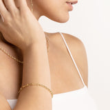 14K Gold Half Paper Clip Half Rolo Chain Bracelet