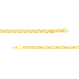 14K Gold Half Paper Clip Half Rolo Chain Bracelet