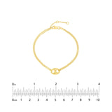 14K Gold Double Chain with Puff Mariner Link Charm Bracelet