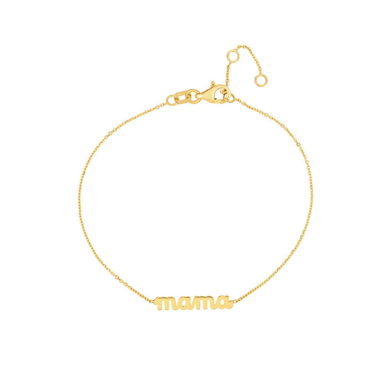 14K Gold Mama Nameplate Adjustable Bracelet
