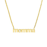 14K Gold Lowercase Diamond Momma Necklace