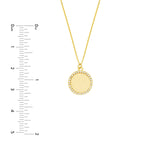 14K Gold Diamond Framed Disk Pendant Necklace