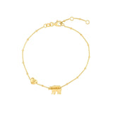 14K Gold Mama Bear and Puffed Heart Bracelet