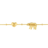 14K Gold Mama Bear and Puffed Heart Bracelet