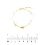 14K Gold Mama Bear and Puffed Heart Bracelet