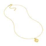 14K Gold Fluted Elephant Disc Pendant Necklace