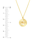 14K Gold Fluted Elephant Disc Pendant Necklace