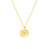 14K Gold Fluted Paw Disc Pendant Necklace