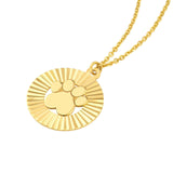 14K Gold Fluted Paw Disc Pendant Necklace