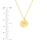 14K Gold Fluted Paw Disc Pendant Necklace