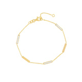 14K Gold White Enamel Alternating Bar Bracelet