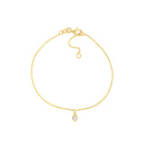 14K Gold Single Diamond Bezel Charm Bracelet