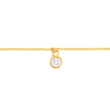 14K Gold Single Diamond Bezel Charm Bracelet