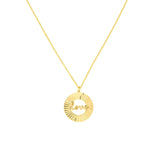 14K Gold Fluted Love Disc Pendant Necklace