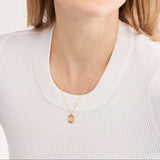 14K Gold Fluted Love Disc Pendant Necklace