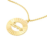 14K Gold Fluted Love Disc Pendant Necklace