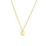 14K Gold Diamond Bead Bezel Pendant Necklace