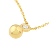 14K Gold Diamond Bead Bezel Pendant Necklace