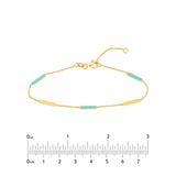 14K Gold Turquoise Enamel Alternating Bar Bracelet