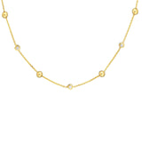 14K Gold Bead and Diamond Bezel Necklace