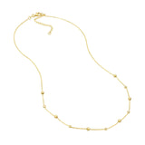 14K Gold Bead and Diamond Bezel Necklace