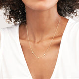 14K Gold Trio Diamond Cross Necklace