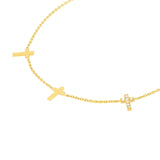 14K Gold Trio Diamond Cross Necklace