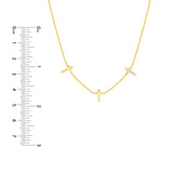 14K Gold Trio Diamond Cross Necklace