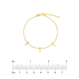 14K Gold Triple Cross Diamond Bracelet