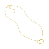 14K Gold Open Heart Shape Diamond Pendant Necklace