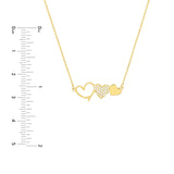 14K Gold Trio Diamond Hearts Pendant Necklace