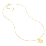 14K Gold Inset Diamond Trim Disk Pendant Necklace