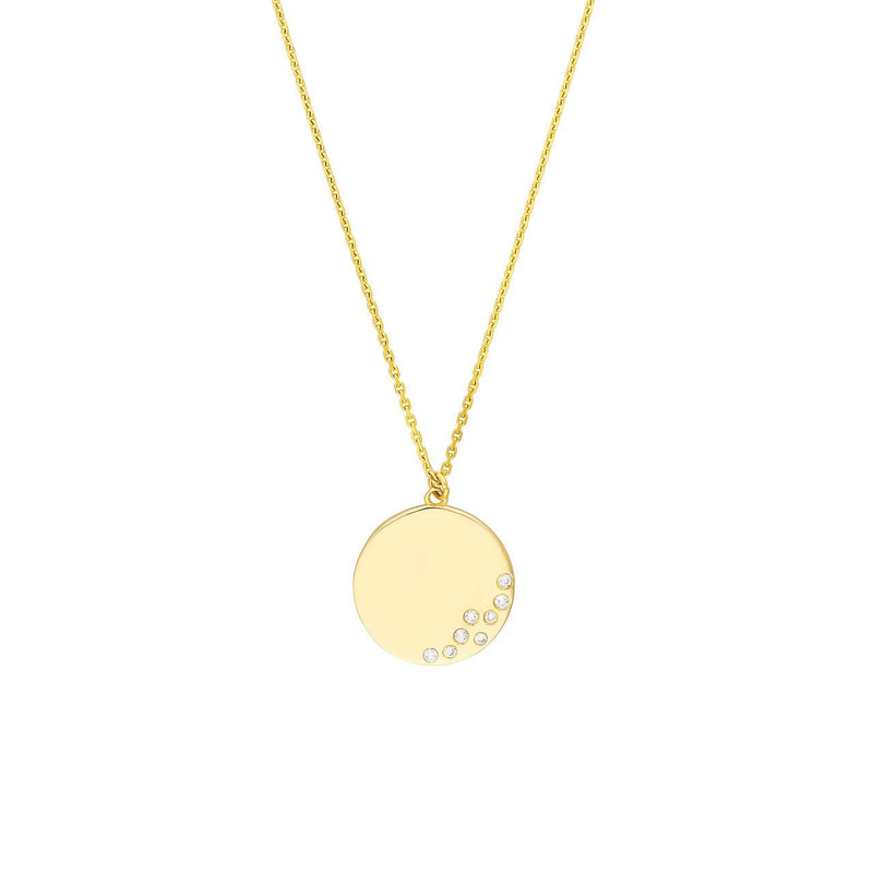 14K Gold Scattered Diamond Pendant Necklace