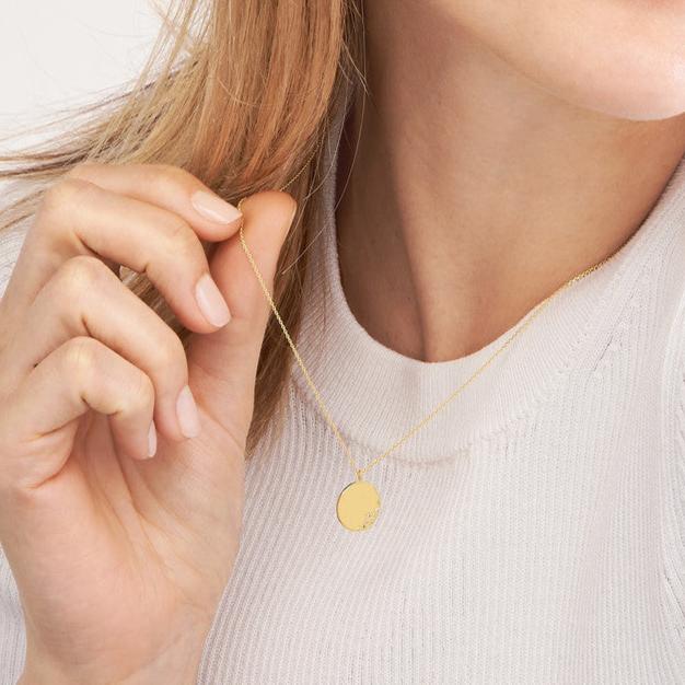 14K Gold Scattered Diamond Pendant Necklace