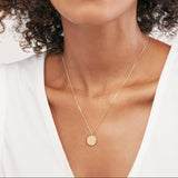 14K Gold Diamond Wave Medallion Pendant Necklace