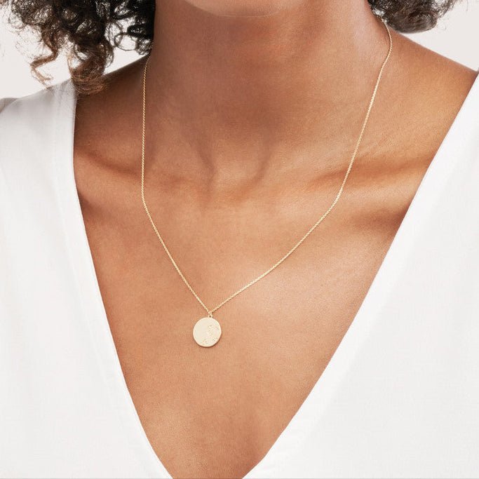 14K Gold Moon and Stars Medallion Pendant Necklace