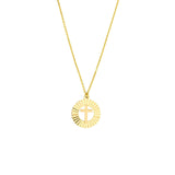 14K Gold Open Fluted Cross Pendant